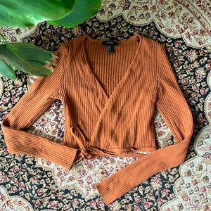 Forever 21 Orange Cross Over Crop Top